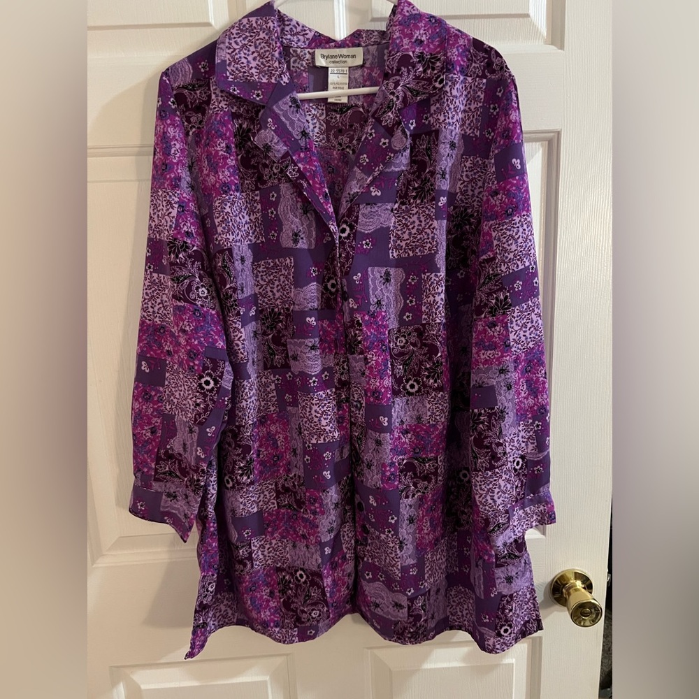 Brylane Woman Collection Floral Button Down Blouse ✨